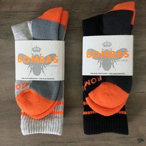 (2) NWT Bombas Socks Men's Med Black/Orange/Grey